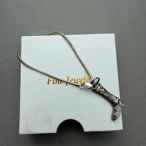 Silver Boot Pendant Necklace